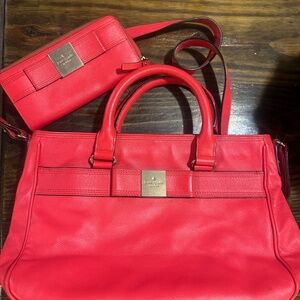 Kate spade light red purse with matching wallet